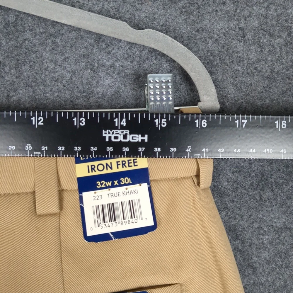 Lanesboro‎ Mens Pleated Khaki Pants 32W x 30L Iron Free Expandable Waist Cotton